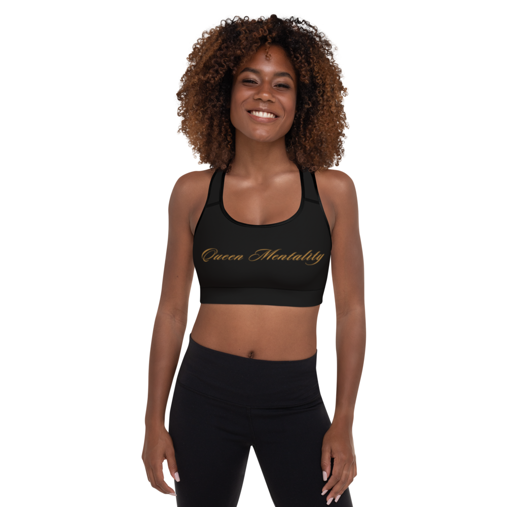Queen Mentality Sports Bra (w/ Removable Padding) - QM Front and